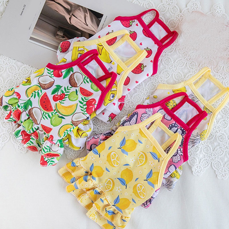 ★〓YUFeiPet〓★ Pet Spring and Summer Clothes Dog Print Suspender Skirt Cat Skirt