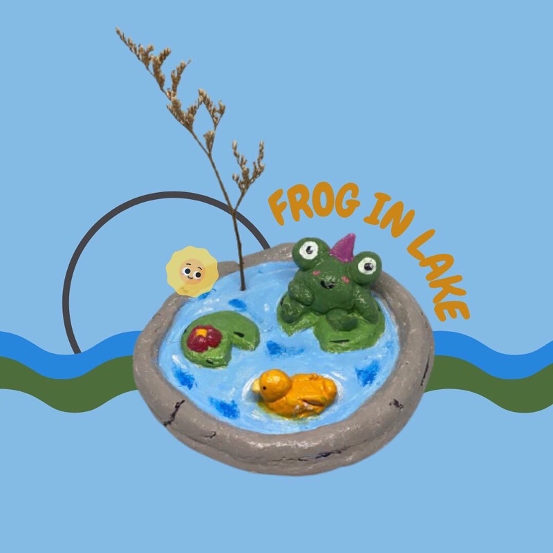 Frog in Lake - Clay Art Tray Handmade