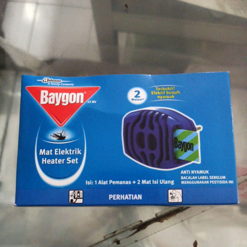 BAYGON MAT ELEKTRIK HEATER SET ANTI NYAMUK (1ALAT + 2 MAT ISI ULANG)