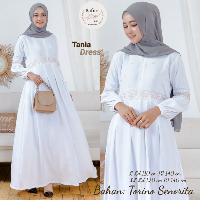 TANIA DRESS 1 bahan Torino Senorita aplikasi bordir busui bumil friendly by Safitri Fashion