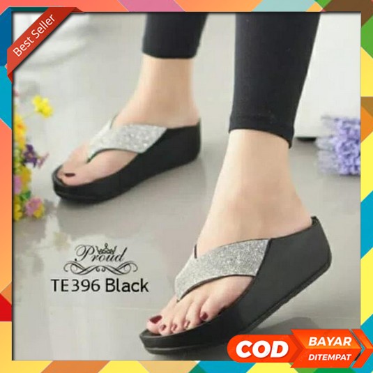 Studio Nine Wedges Jelly Shoes Snl10085 Grey Sandal Wedges Wanita Kanara Sdw308 - Hitam Silver, 39