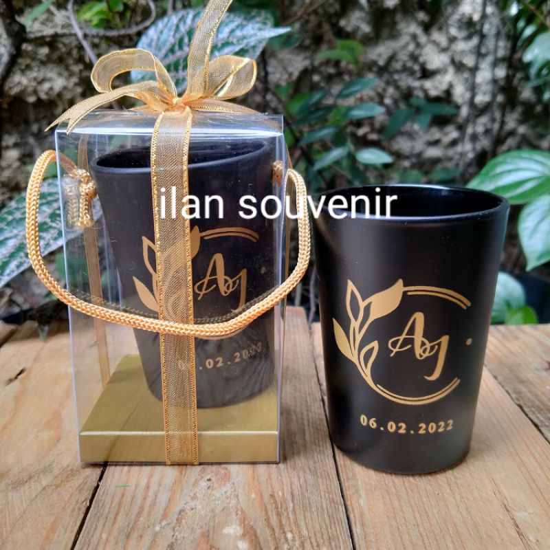 Souvenir Pernikahan Gelas Jamu / LU Hitam