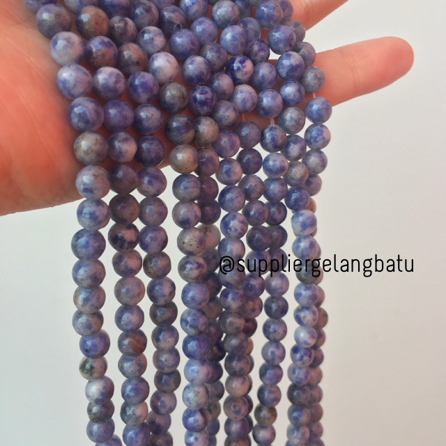 bahan craft batu gelang kalung sodalite renceng akik alam asli natural 8mm blue ruby biru healing