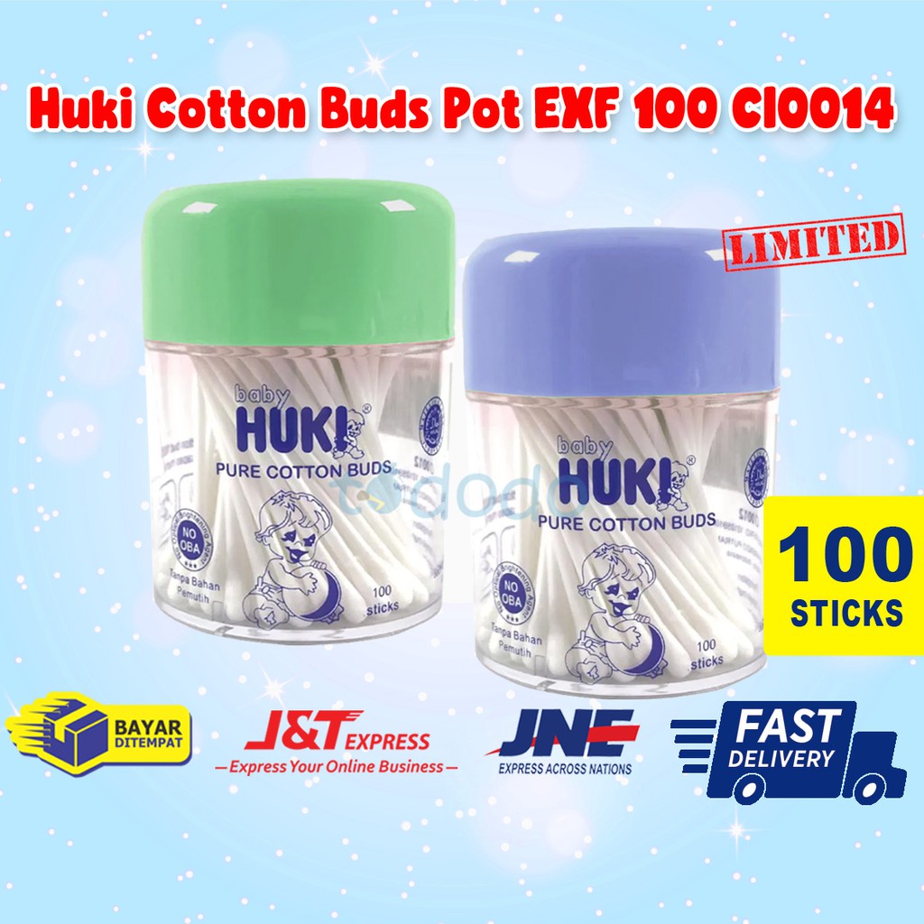 Huki Cotton Buds Pot EXF 100 CI0014 - Pembersih Telinga Bayi