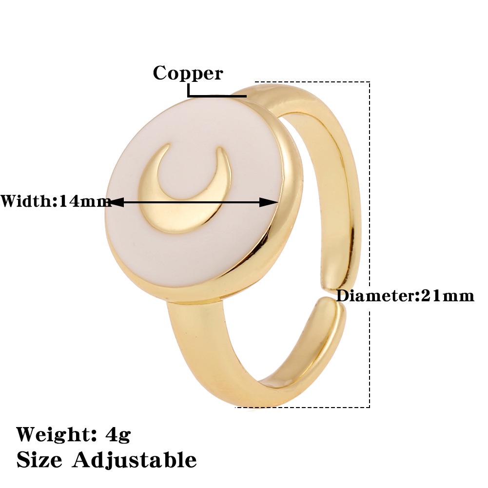 Baru Wanita minyak menetes tangan perhiasan bulat moon bentuk cincin pembukaan adjustable sederhana