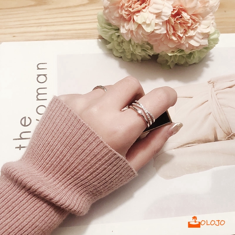 OLOJO Cincin Open Ring Adjustable Model Silang Gaya Korea Untuk Wanita