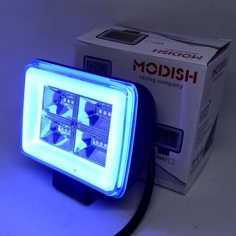 Lampu tembak sorot CWL LED 12 Mata senja engel biru FLASH buat motor/mobil