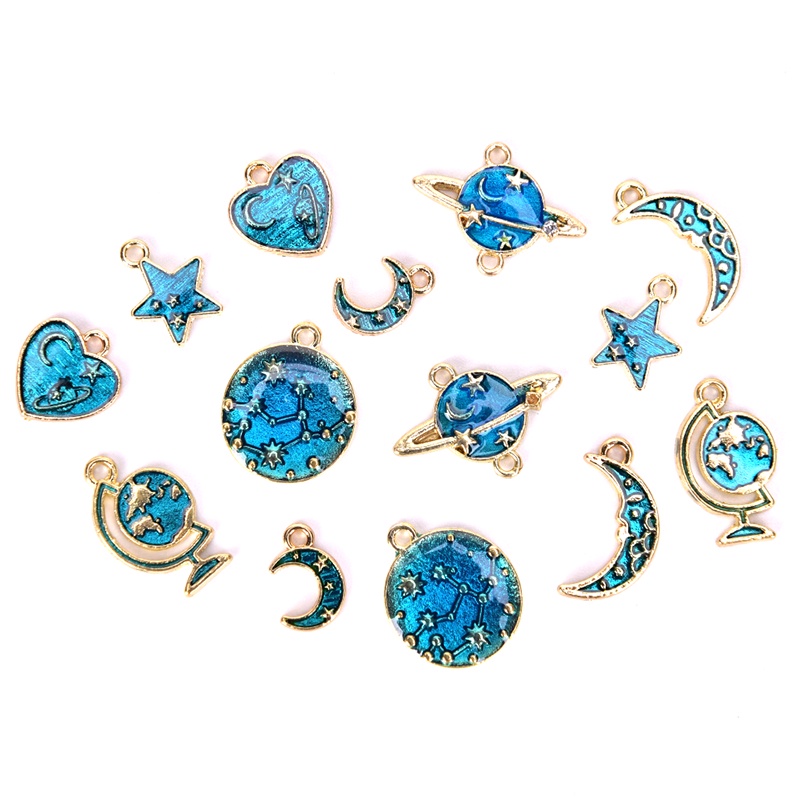 10pcs / Set Liontin Enamel Alloy Seri Universe Untuk Kerajinan Perhiasan Charms