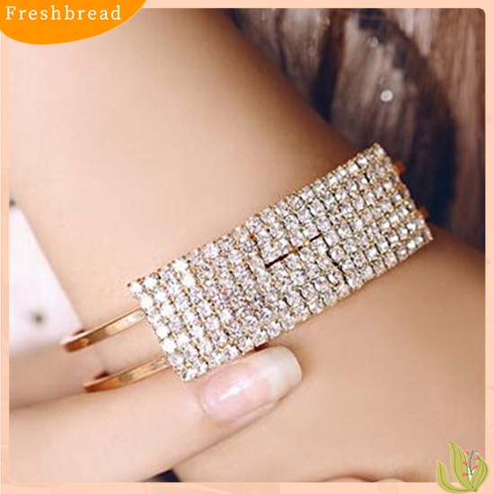 [Fresh] Gelang Bangle Cuff Kristal Bling Elegan untuk Hadiah Wanita