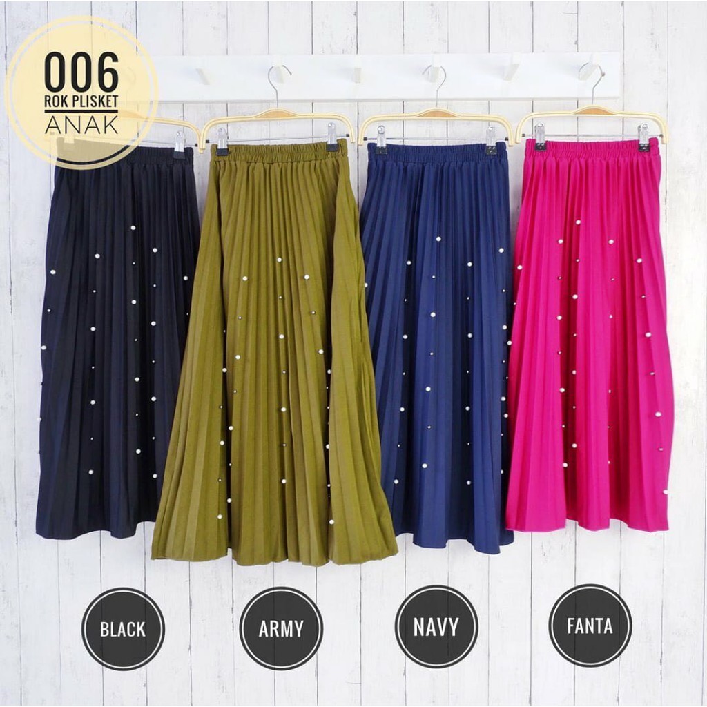 Rok plisket anak usia 3 - 8 tahun mutiara (COD) material hyget