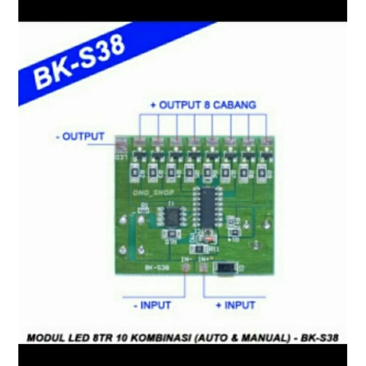 Modul S38 10kombinasi otomatis dan manual dc 12/24v modul led 8tr 10mode