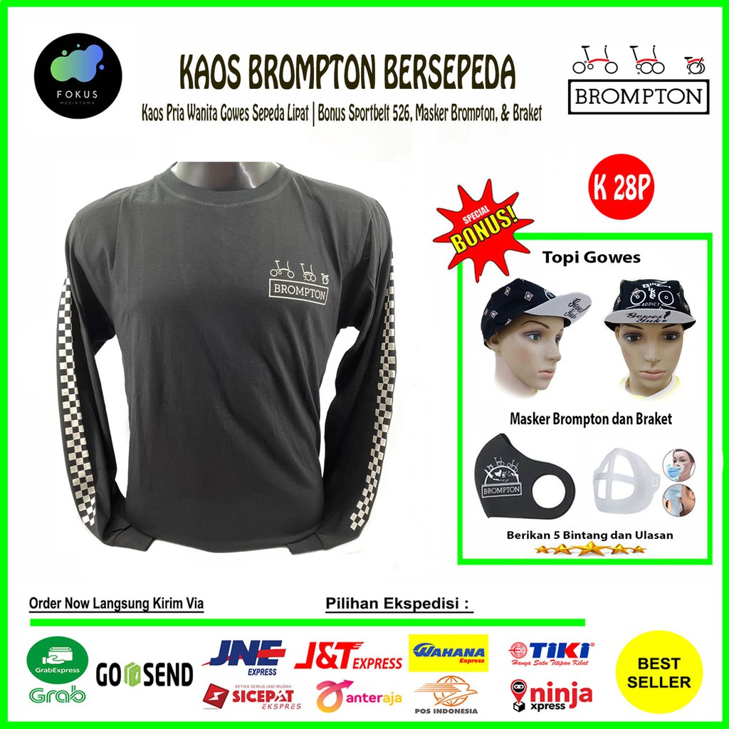 Kaos Sepeda Brompton Olahraga Tshirt Gowes Bahan Katun - Hitam Sepeda