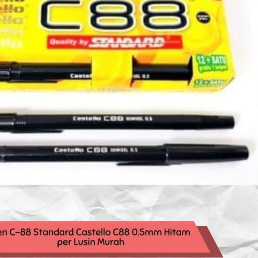 

◙ Pen C-88 Standard Castello C88 0.5mm Hitam per Lusin Murah - Biru ♥