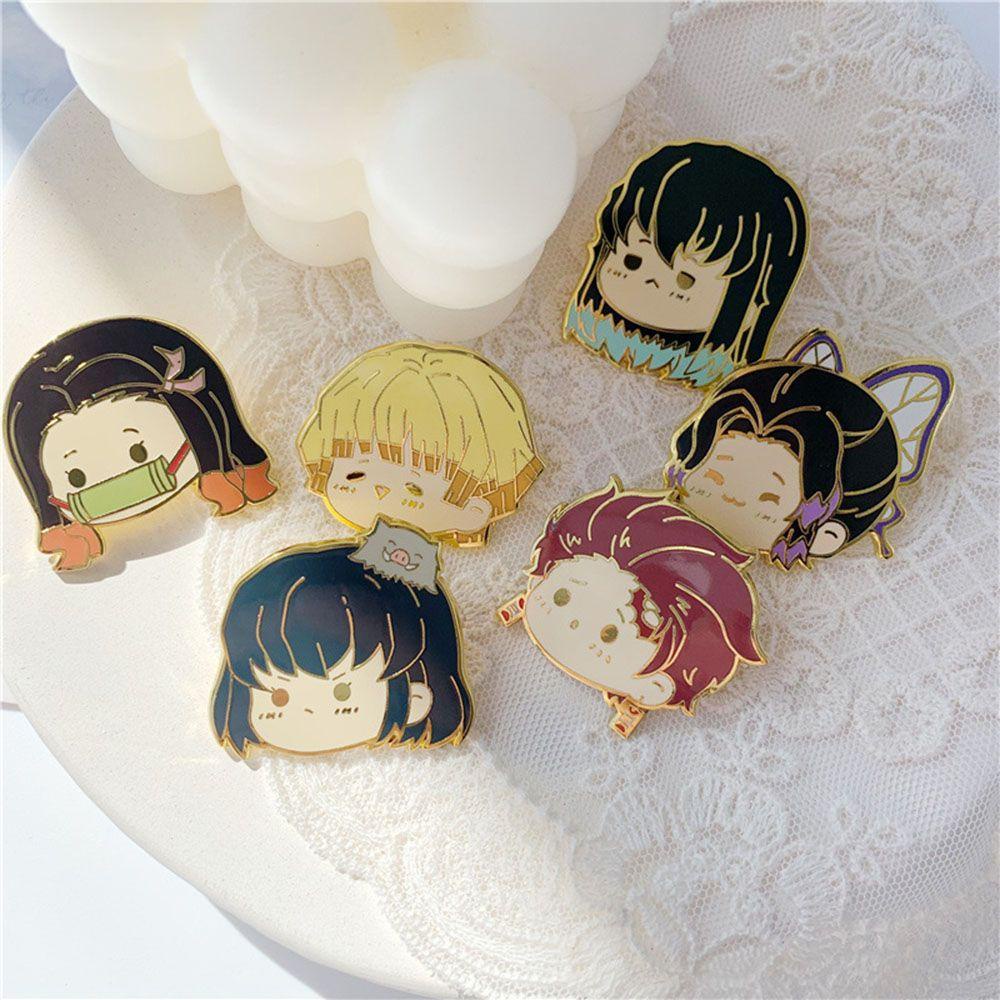 Pin Enamel Nanas Pria Wanita Tsuyuri Kanawo Aksesori Cosplay Perhiasan DIY Demon Slayer