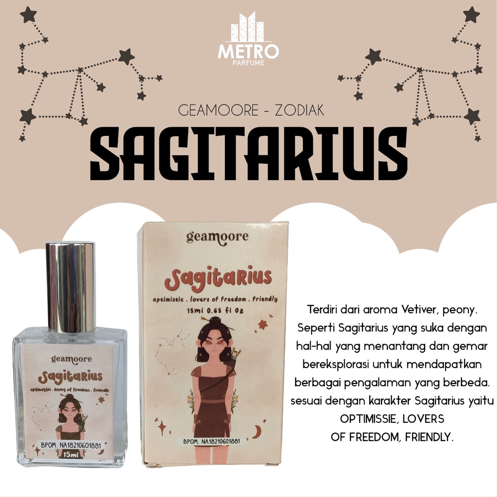 (BPOM) GEAMOORE ZODIAC SERIES PERFUME / PARFUM ZODIAK 15ml Parfum Wewangian Tubuh