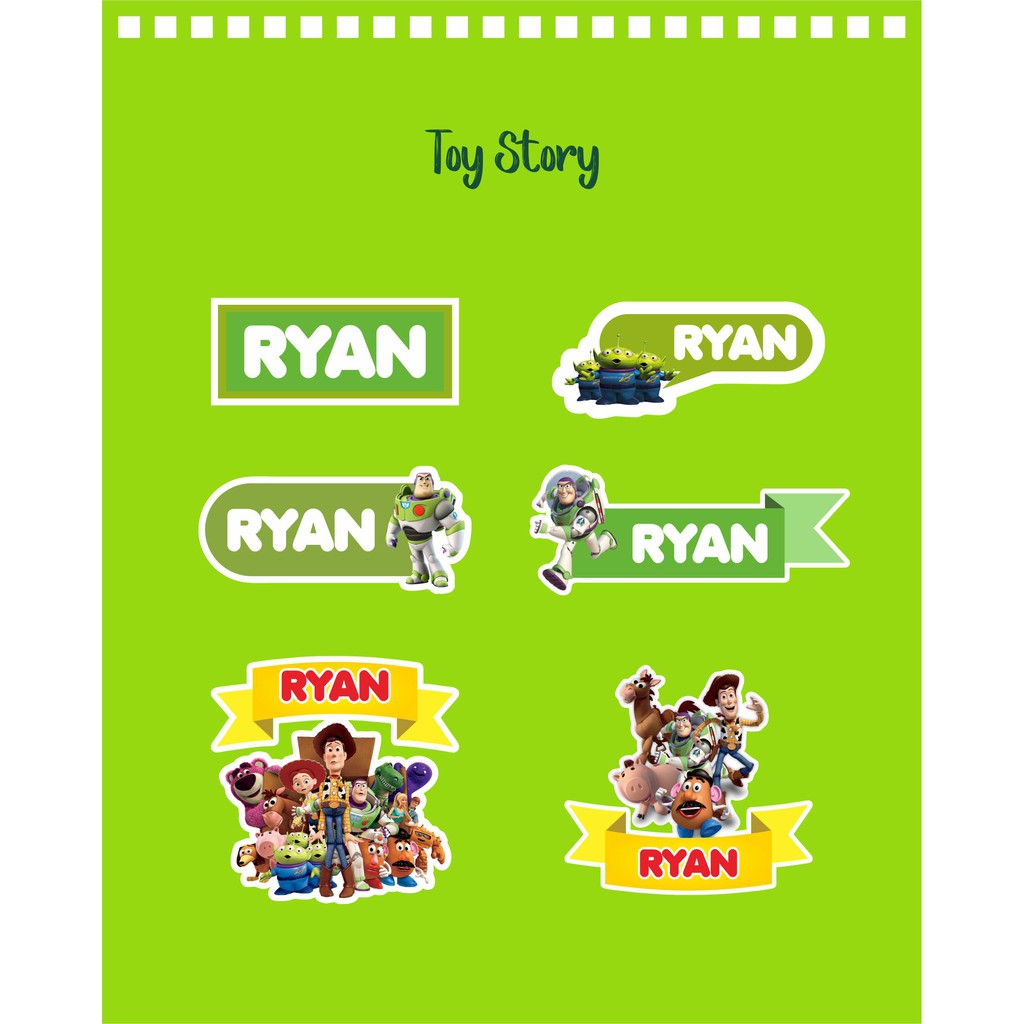 

192pcs Stiker Label Nama Lucu Kekinian Tahan Air & Anti Luntur untuk Anak Laki-laki Tema Toy Story