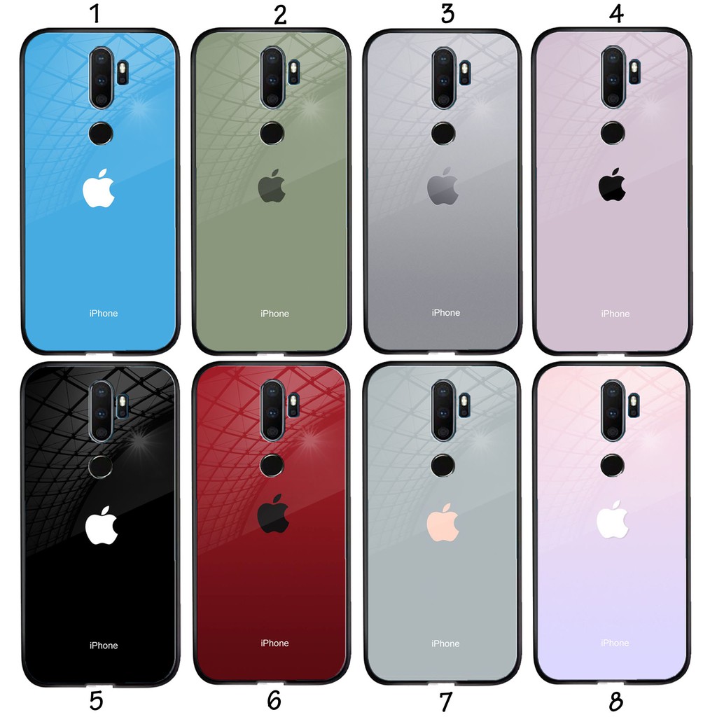 Softcase Kaca Glass Logo iphone (SF102) - Case Oppo A5 A9 2020 - Casing Oppo A5 A9 2020 Kesing Hp