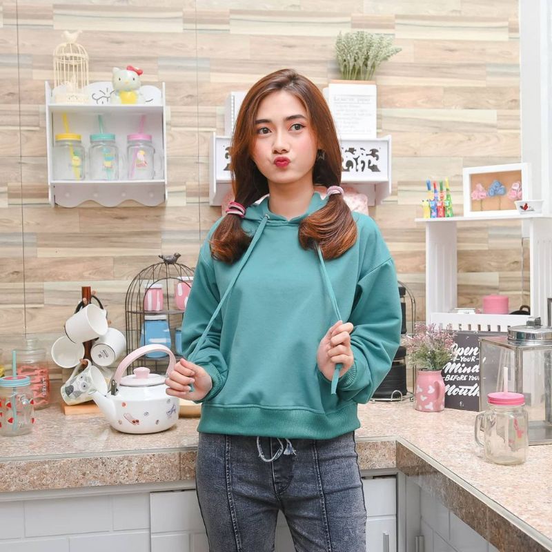 Sweater Hoodie Wanita Crop Sweeter Oversize Murah CROP POLOS HOODIE