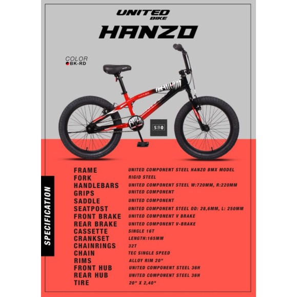 Bmx United Hanzo 20 Inch Terbaru