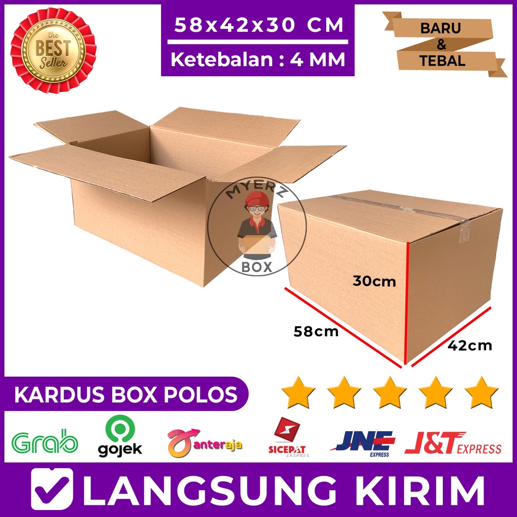 

Kardus Besar Jumbo Karton Box Polos 58x42x30 Utk Packing Pindahan