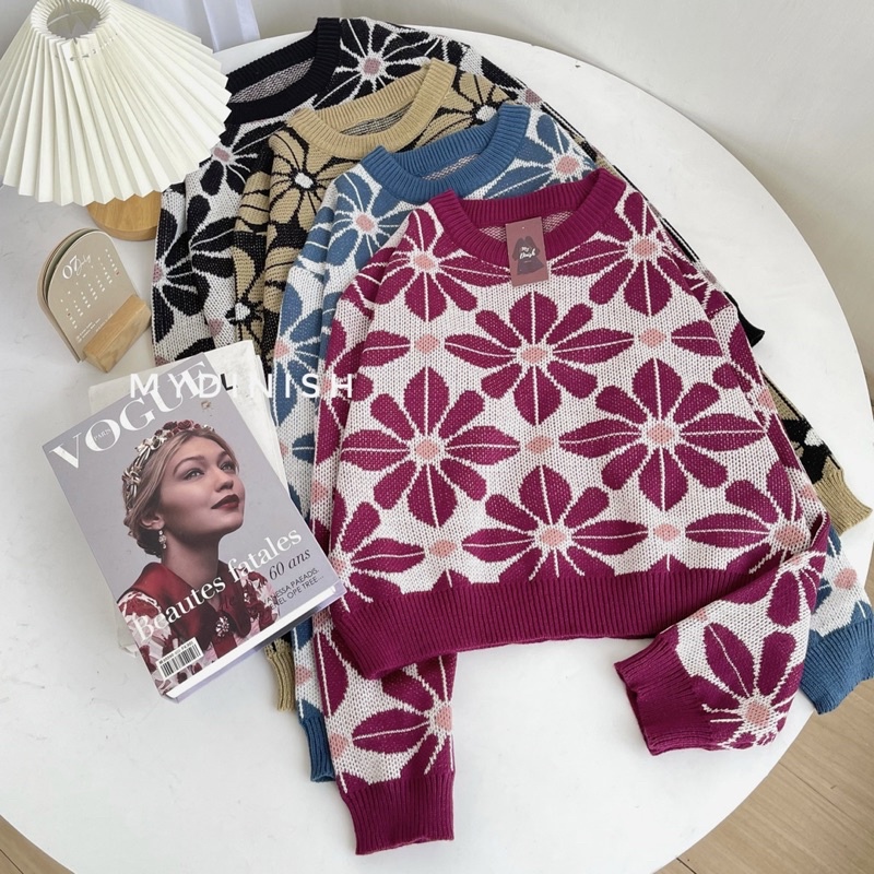 Anggia Blouse Crop - Atasan Blouse Wanita Motif Bunga