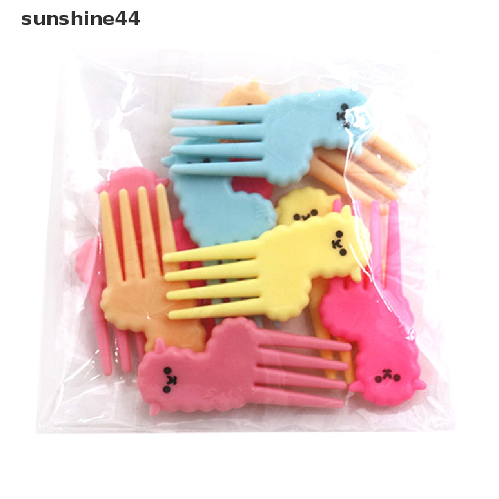 Sunshine 10pcs Tusuk Gigi Mini Bentuk Kartun Hewan Alpaca Untuk Buah / Kue