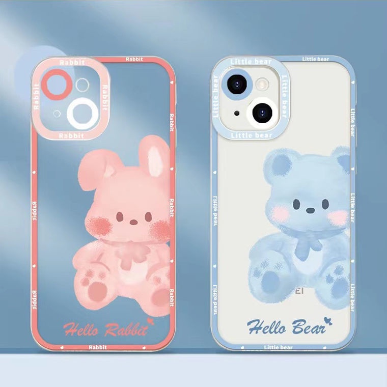 Soft Case Silikon TPU Transparan Motif Beruang Untuk Iphone 13 Pro Max / 12 / 11 / XS / XR / X / 8 / 7 / 6 Plus Mini SE 2020