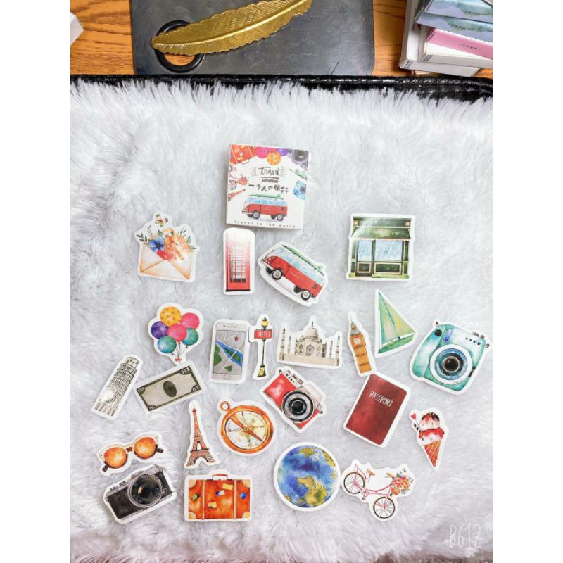 

Sticker scrapbook/stiker kawaii/scrapbook kawaii/motif travelling alone