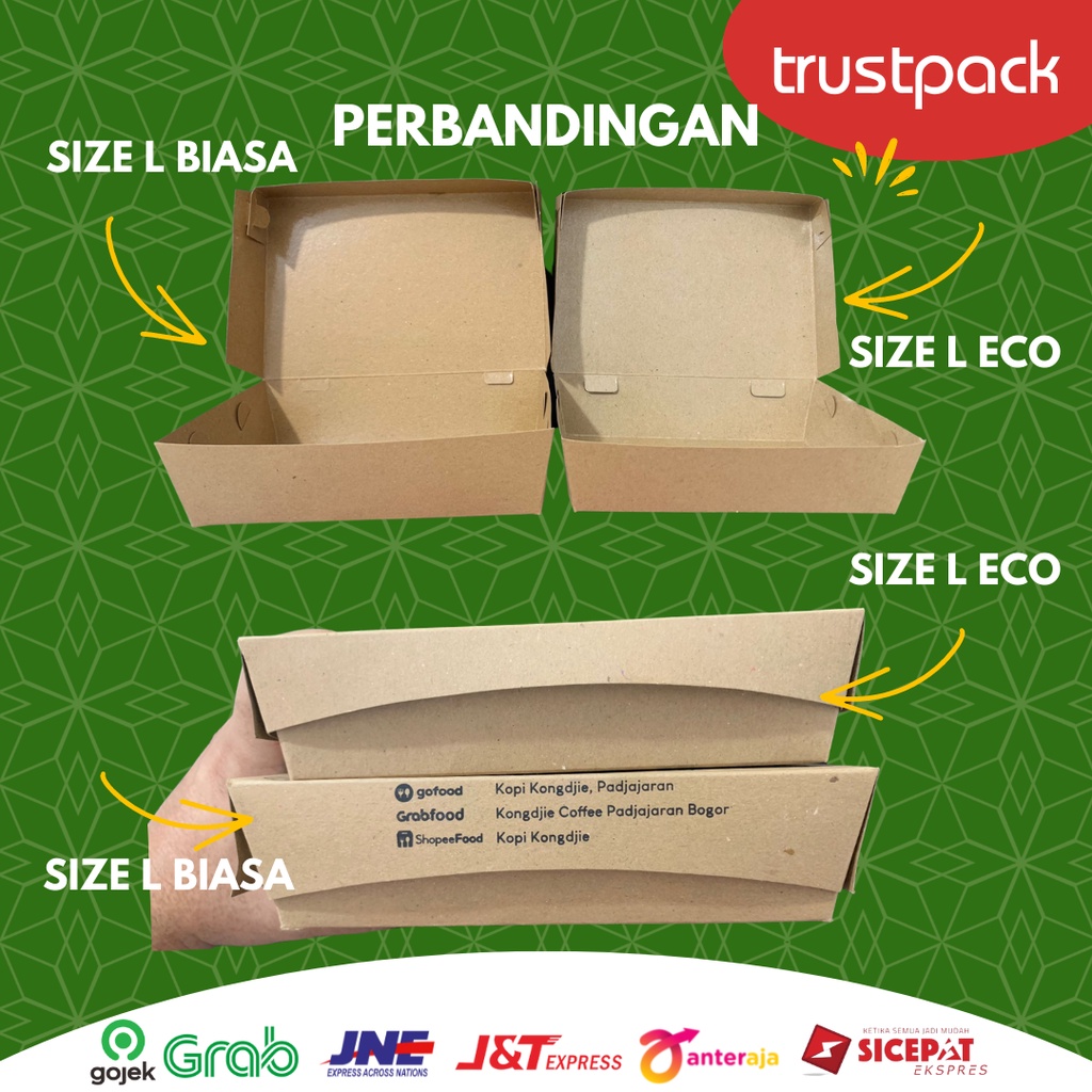 PAPER LUNCH BOX KRAFT FULL LAMINASI SIZE L EKONOMIS MURAH KOTAK NASI -