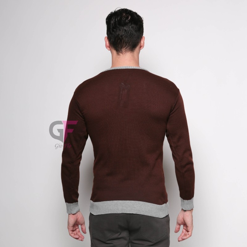 GIOFLO Sweater Kekinian Buat Cowok Baju Rajut Sweater Coklat / SWE 819