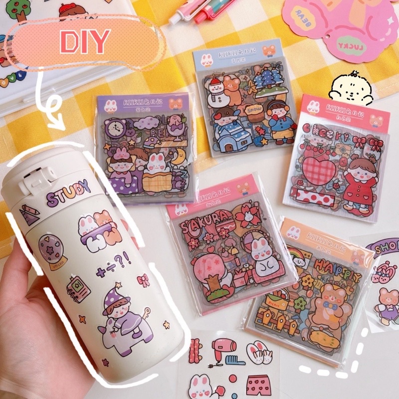 

sticker yoyo riirii bear rabbit diy anti air aesthetic sticker cute lucu