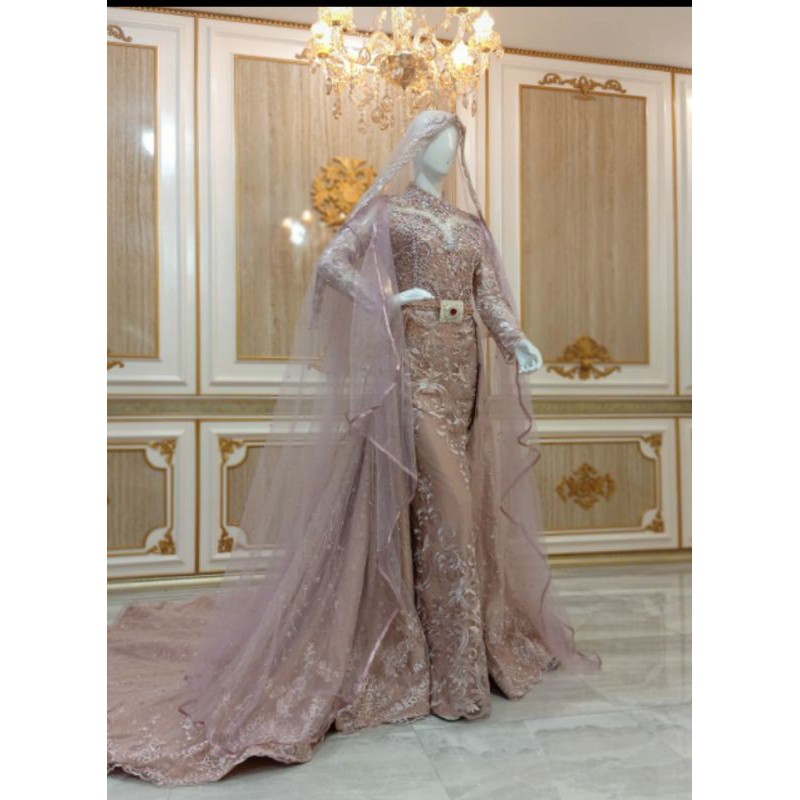 GAUN PENGANTIN SLIM MEWAH BEREKOR//GAUN WEDDING TILE AKAR TRIDI//KEBAYA