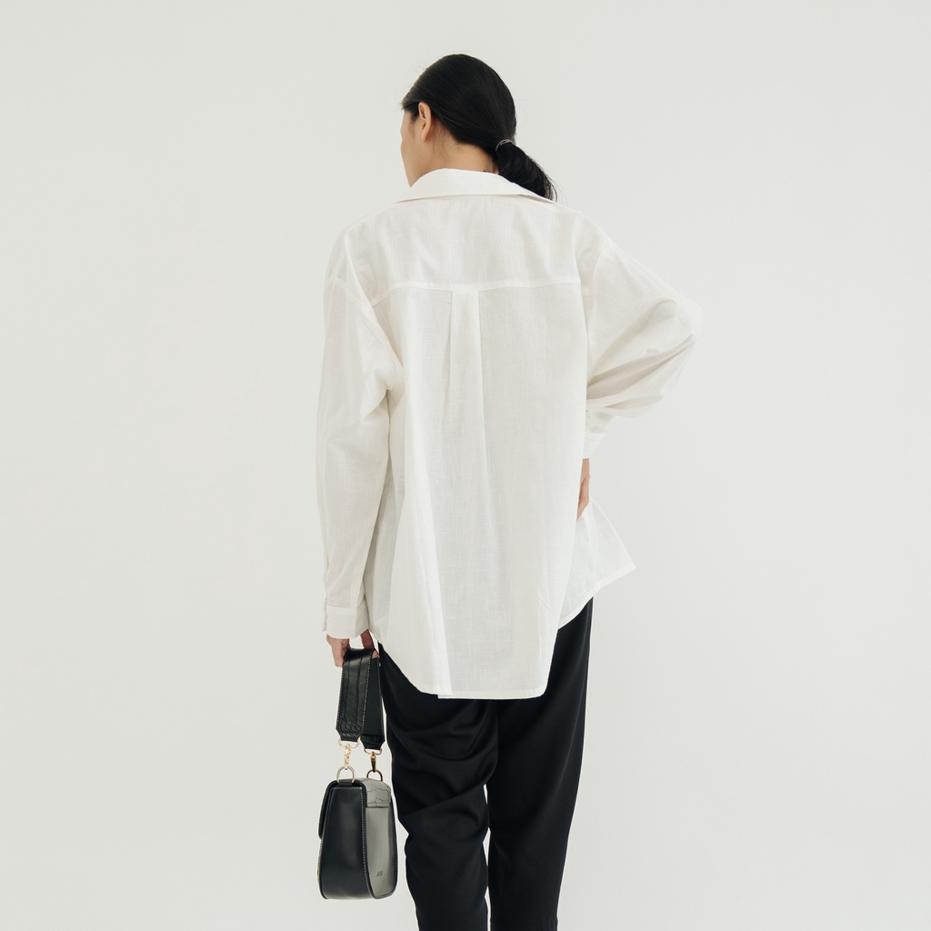 SURRELL - Sharon Oversize Boyfriend Linen Shirt