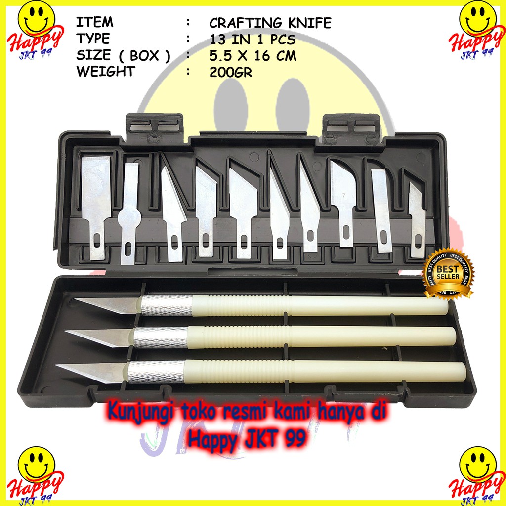 [ HAPPY JKT 99 ] ALAT UKIR POTONG PISAU KERAJINAN TANGAN TOOL KNIFE CUTTING STICKER DECAL KAYU CRAFT 13PCS