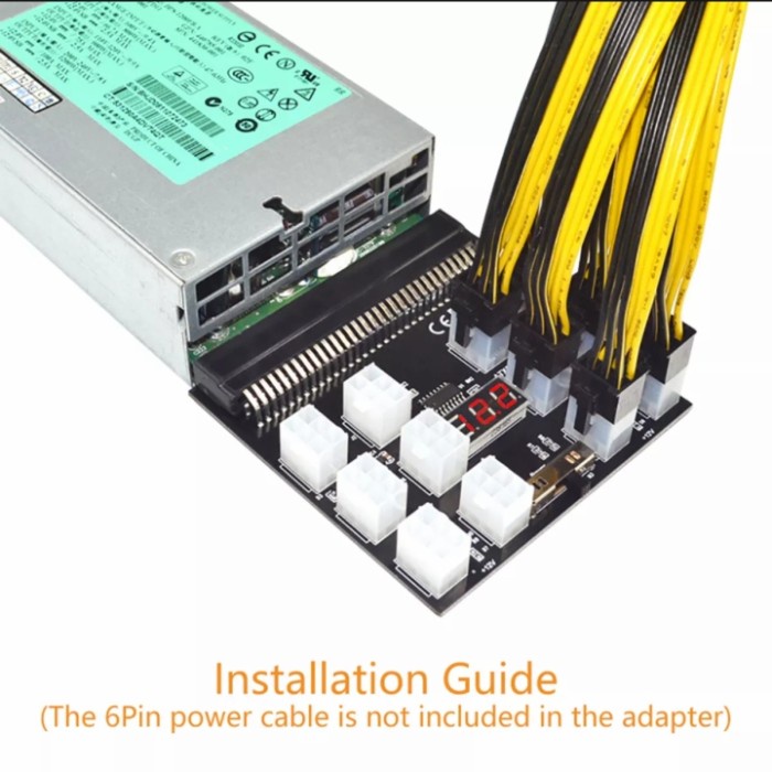 Mining 1200W breakout power supply board 12x 6pin server psu bitcoin