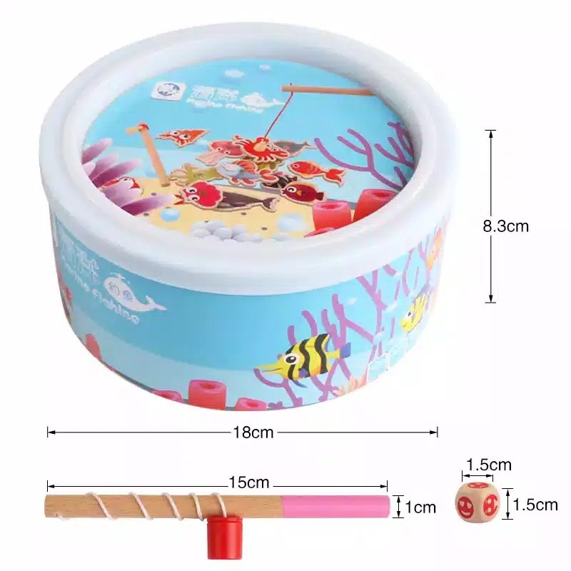 Wooden Fishing Magnet Fishing Mainan Pancing Ikan Mainan Pancingan Magnet  Mainan Montessori