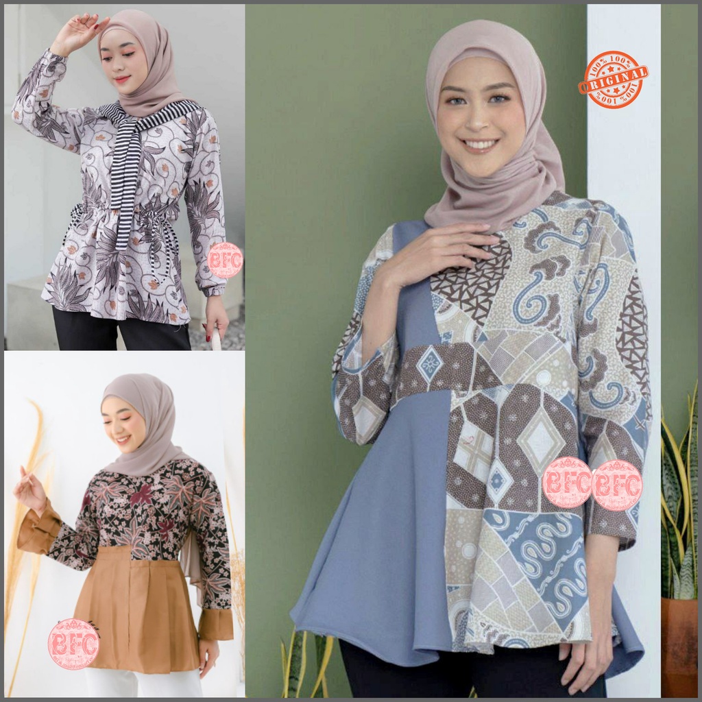tey-17 Batik wanita ASJ SA HRB026 Kenongo Kemeja Tosca Pendek-1