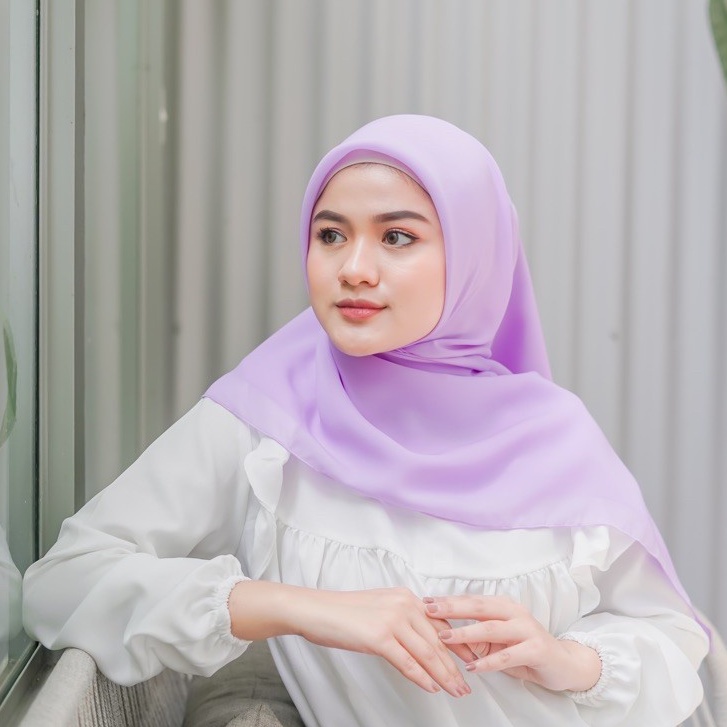 Hijab Bella Square II Hijab Segiempat Bella Square II Hijab Pollycotton II Kerudung II Jilbab-LILAC