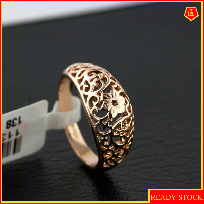 Cincin Model Hollow Warna Rose Gold Untuk Wanita