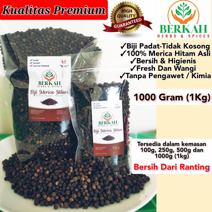 

COD MERICA HITAM ASLI 1000GR 1 KG / LADA HITAM BUTIR ASLI REMPAH JSR
