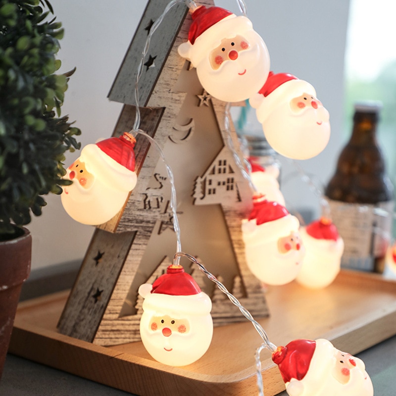 Lampu String Natal LED Jendela Pemandangan Meriah 1.5/3M Warm white lighting Motif Badut Snowman Dekorasi