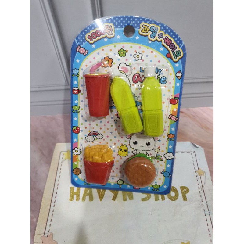 Penghapus lucu makanan kue/STIP KUE/hapusan fancy/hapusan set/stip-K