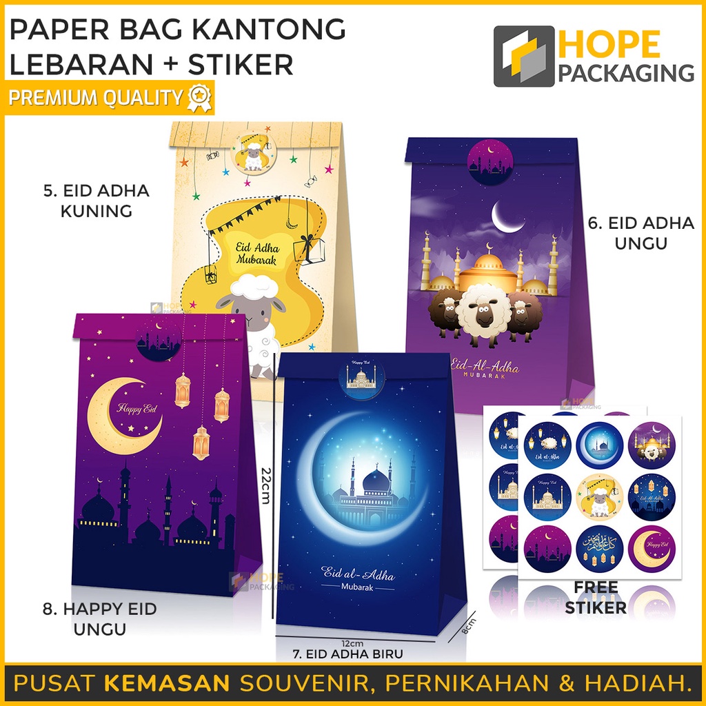 [ISI 5PCS] Paper Bag Edisi Lebaran Plus  Stiker Kantong Parcel paperbag Idul Fitri