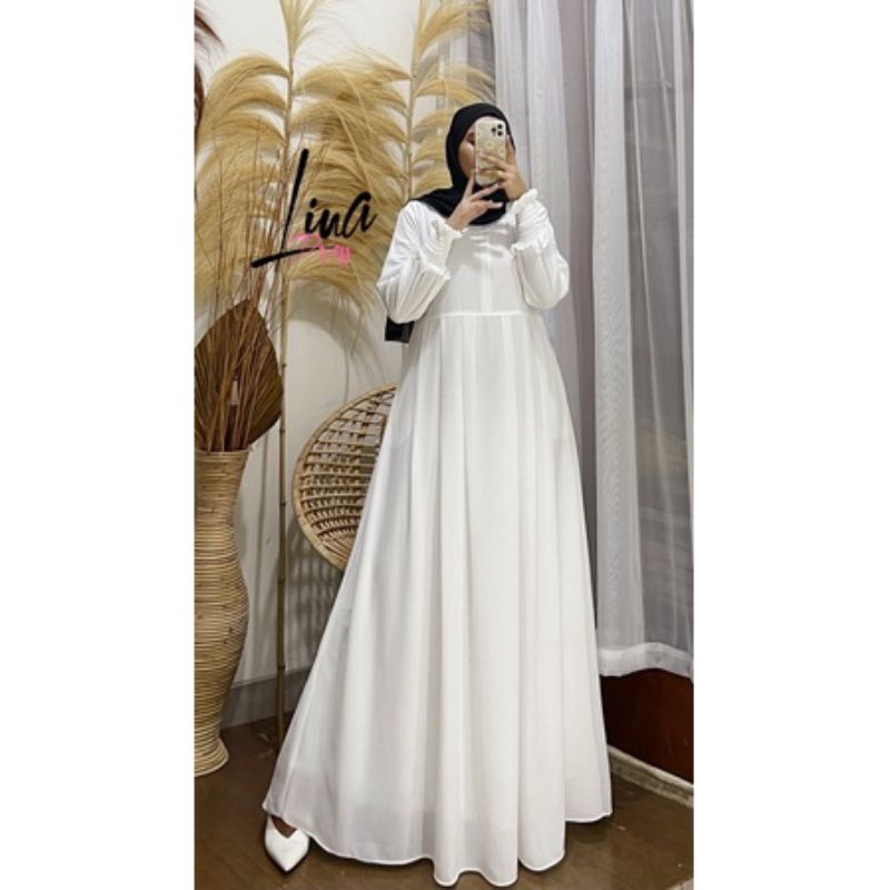 TERLARIS GAMIS POLOS LINA DRESS BAHAN SERUTY BABYDOLL/ORIGINAL FAJAR COLLECTION