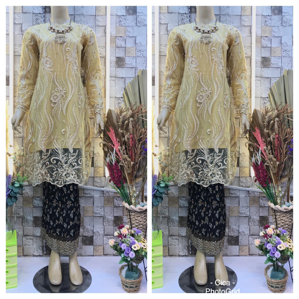 ADE&gt; KEBAYA KURUNG NOVA - KEBAYA TUNIK TULLE MUTIARA - KEBAYA MODERN - BAJU KEBAYA WISUDA MODERN