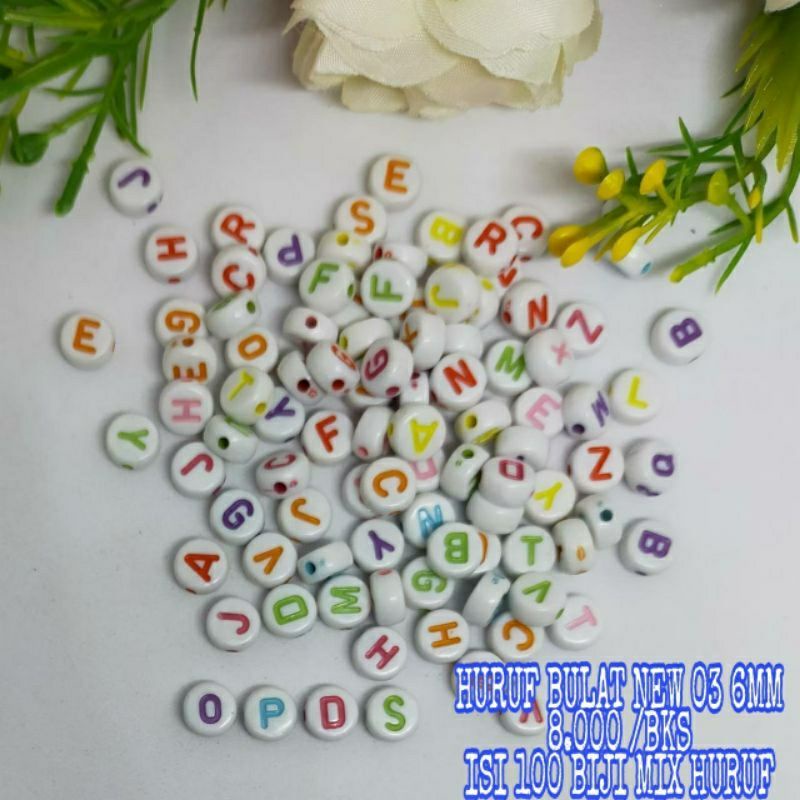 Huruf Bulat New 6mm Manik Huruf Bulat Manik Huruf Alfabet