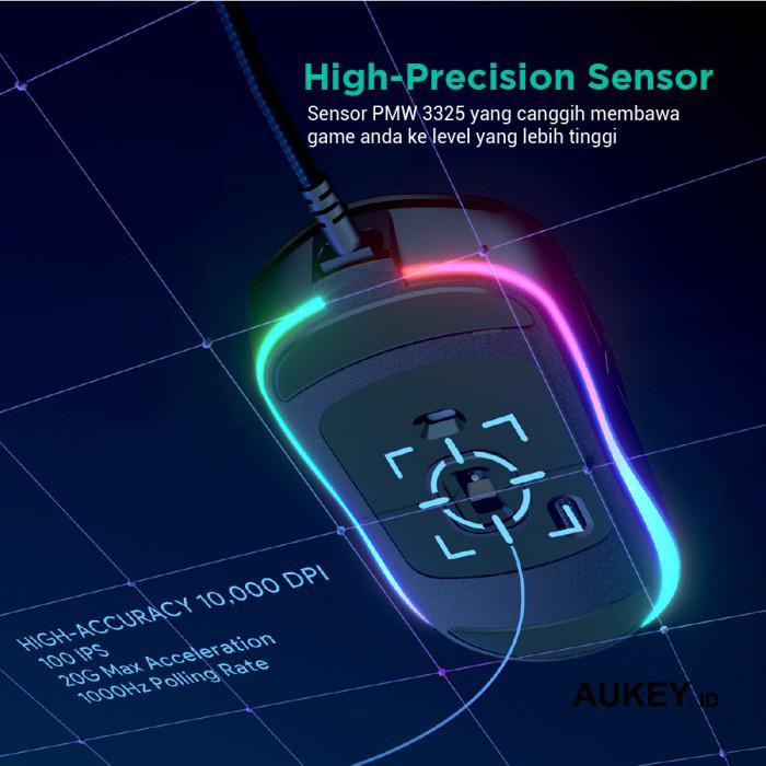 Aukey Mouse Knight Gaming RGB Wired - 10000 DPI- 500693 - GM-F4