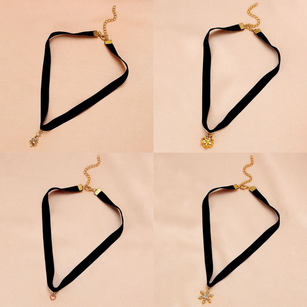 Hu Hu Hu Hu Hu Alat Bantu Pasang Kacamata♡ Kalung Choker Bahan Velvet Imitasi Dengan Liontin Pohon Natal Untuk Wanita