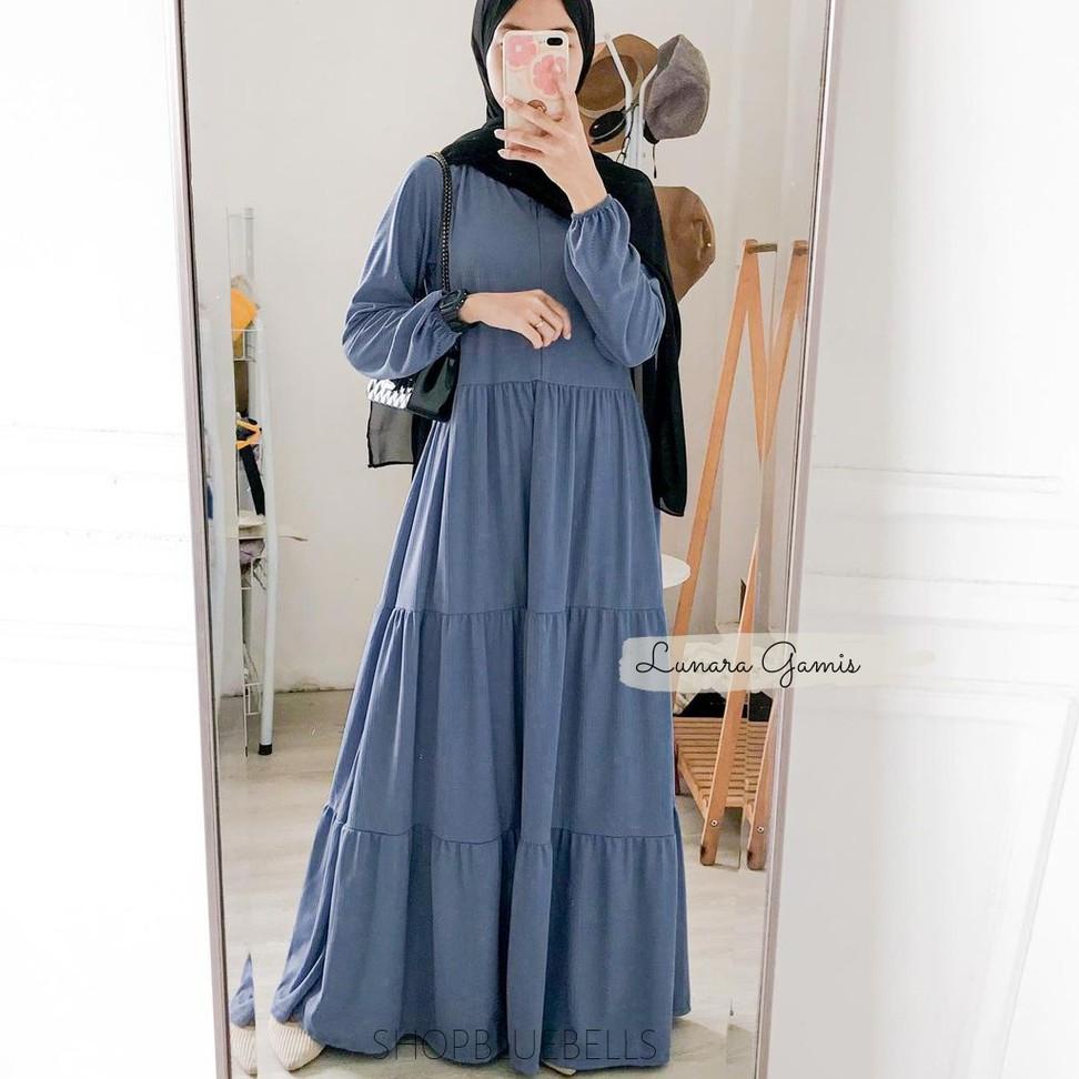 Brs31au22ᴸ • Lunara Maxy / Gamis Muslim Dropknit Susun Grosir Seragam Pengajian