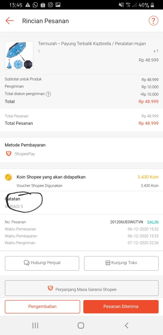 Termurah - Payung Terbalik Kazbrella / Peralatan Hujan